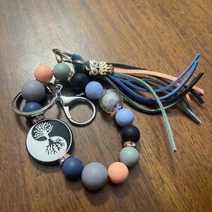 Tree of Life Beaded Keychain with Tassel